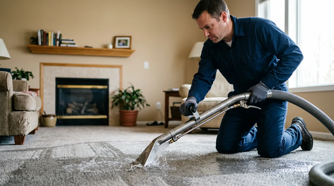 Water damage restoration technician working near Ridgeway, VA